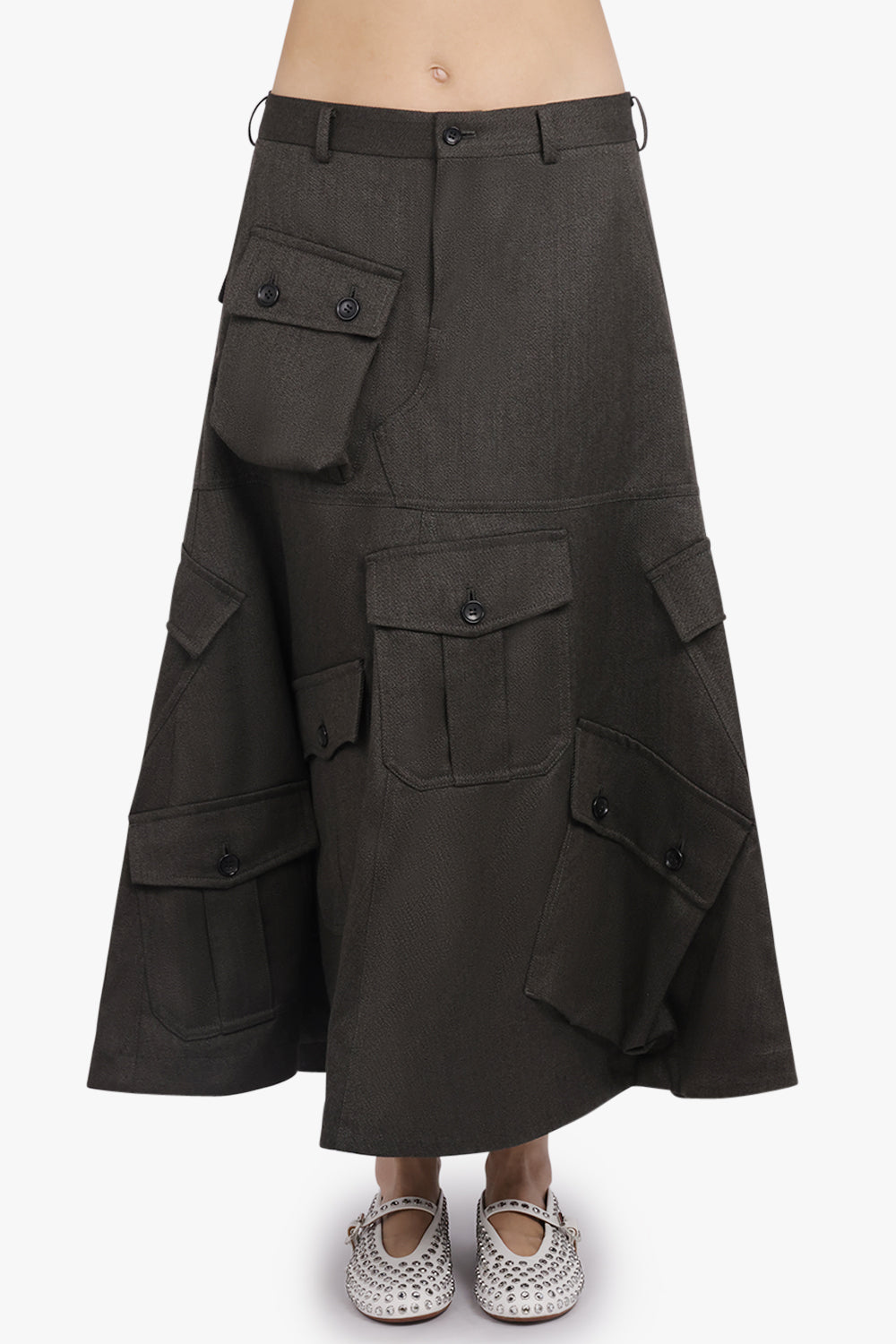 COMME DES GARCONS HOMME PLUS RTW Pocket Panel Midi Skirt | Grey