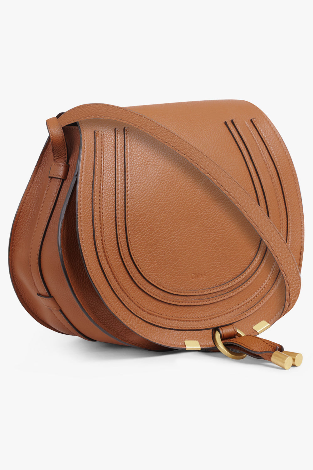 CHLOE BAGS BROWN MARCIE MEDIUM BAG | TAN WITH TAN STITCHING