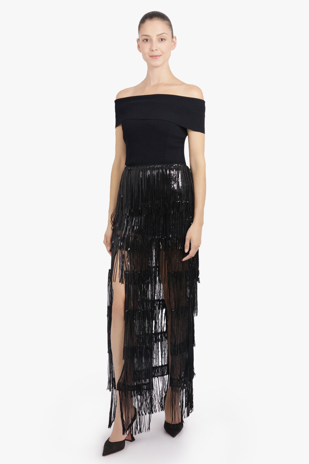 GIVENCHY RTW Off Shoulder Panel Detail Top | Black