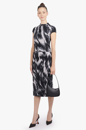 GIVENCHY RTW High-Neck S\S Marble Crop Top | Grey Mix