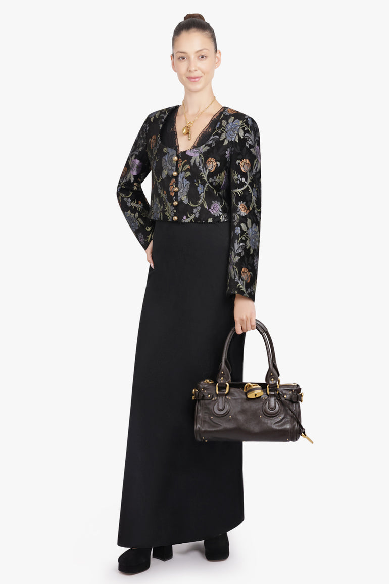 CHLOE RTW Lace Floral Sleeveless Maxi Dress | Black
