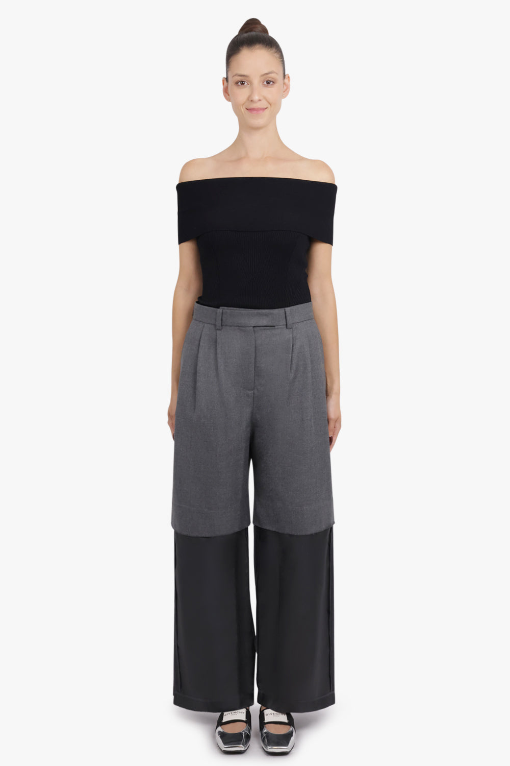 GIVENCHY RTW Off Shoulder Panel Detail Top | Black