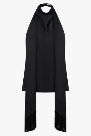 NINA RICCI RTW Halterneck Top With Scarf Neck | Black