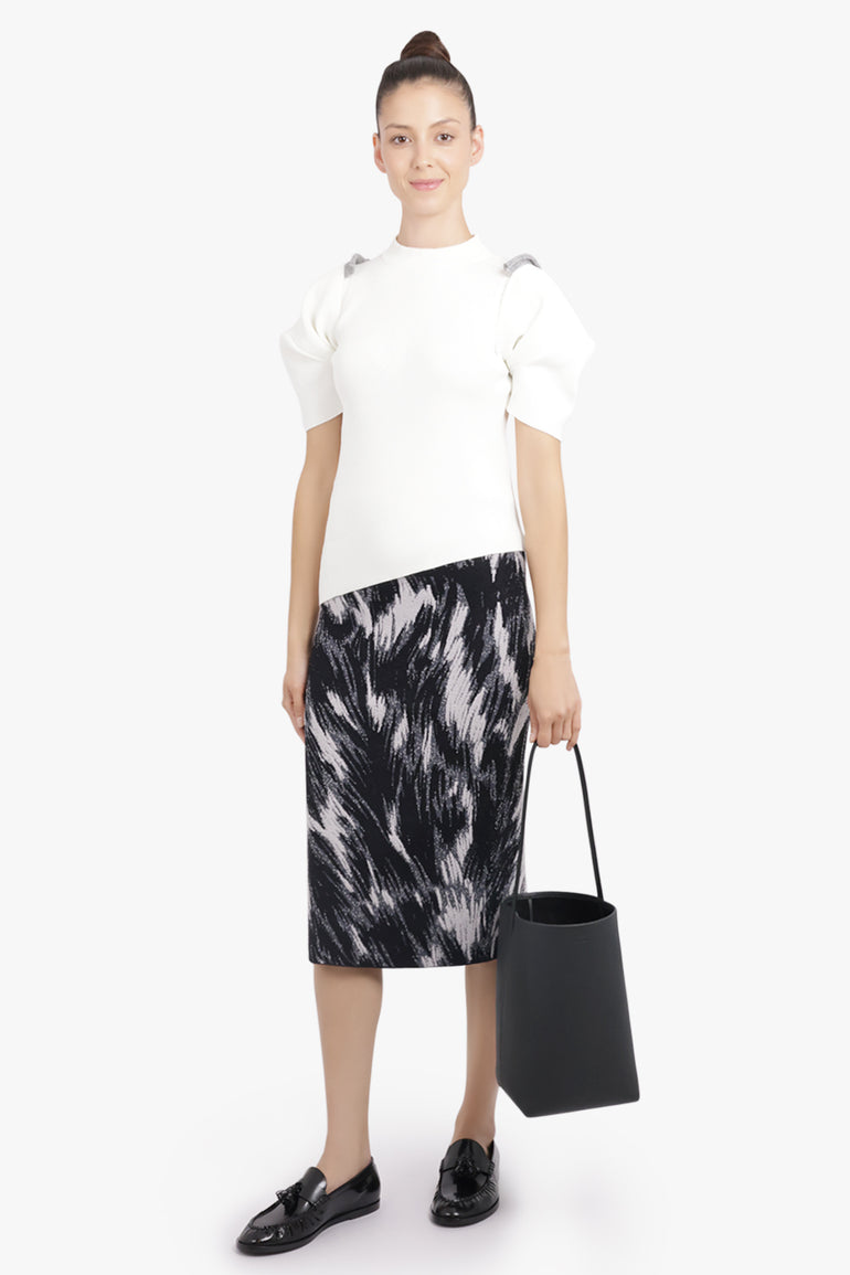 GIVENCHY RTW Marble Pencil Skirt | Grey Mix