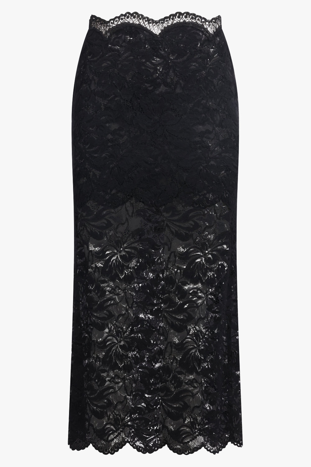 RABANNE RTW Lace Straight Midi Skirt | Black