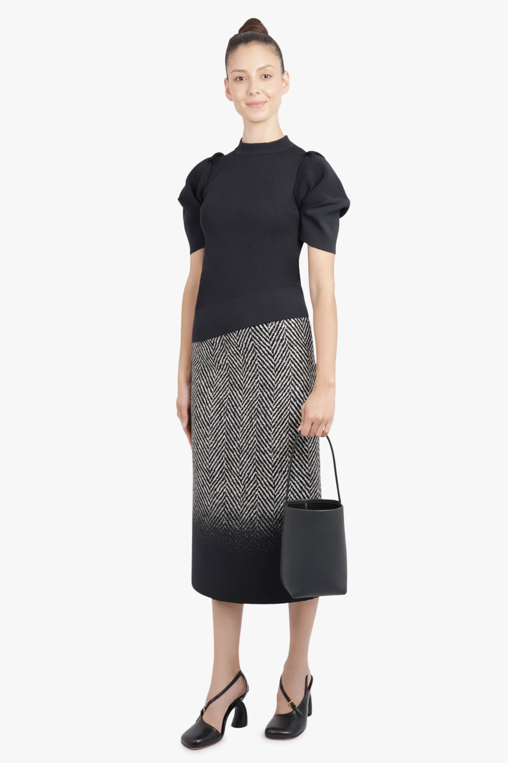 GIVENCHY RTW Ombre Gradient Midi Skirt | Black|White