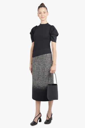 GIVENCHY RTW Ombre Gradient Midi Skirt | Black|White