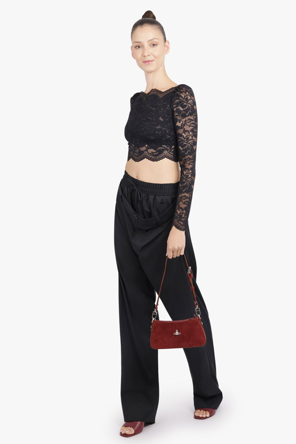 VIVIENNE WESTWOOD BAGS BURGUNDY / Burgundy Tasha Suede Shoulder Bag | Burgundy