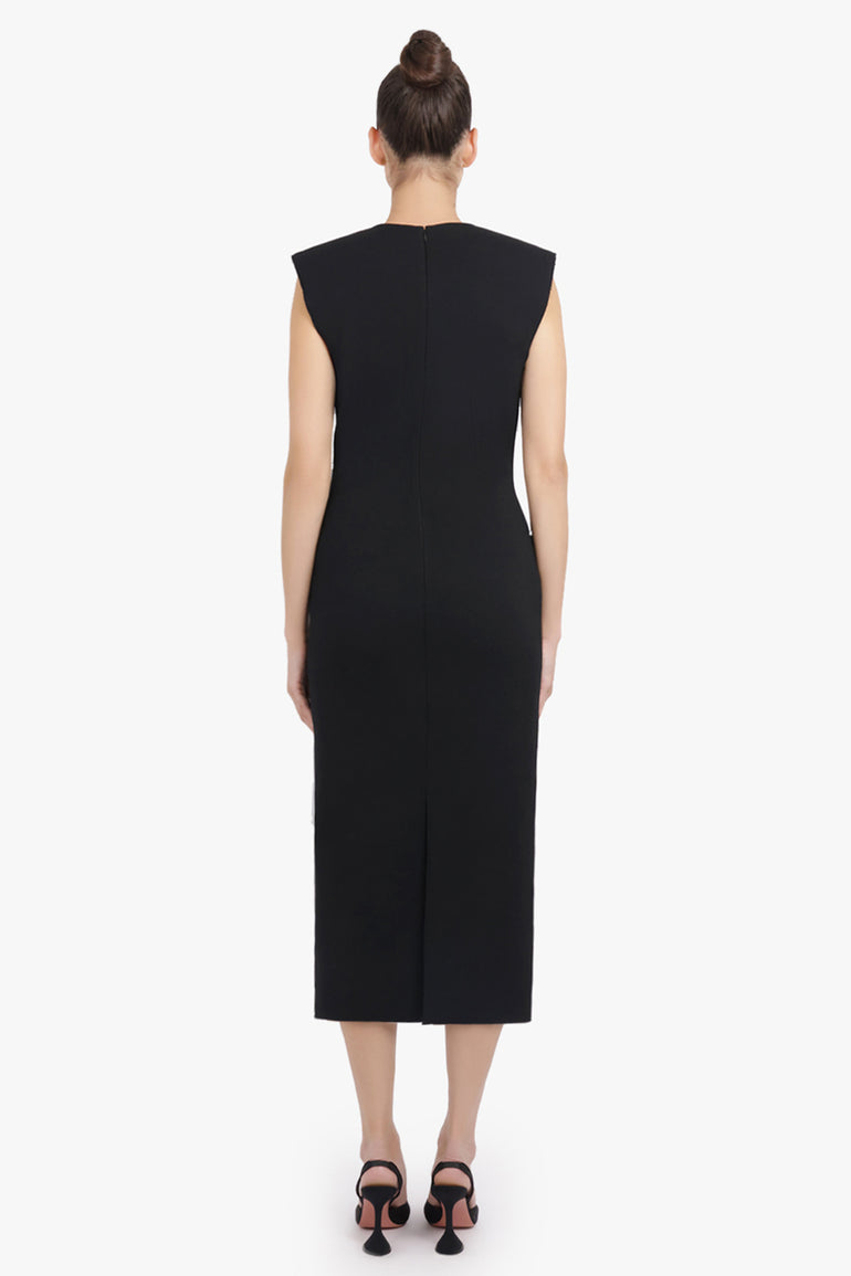 GIVENCHY RTW Structured Sleevless V-Neck Midi Dress | Black