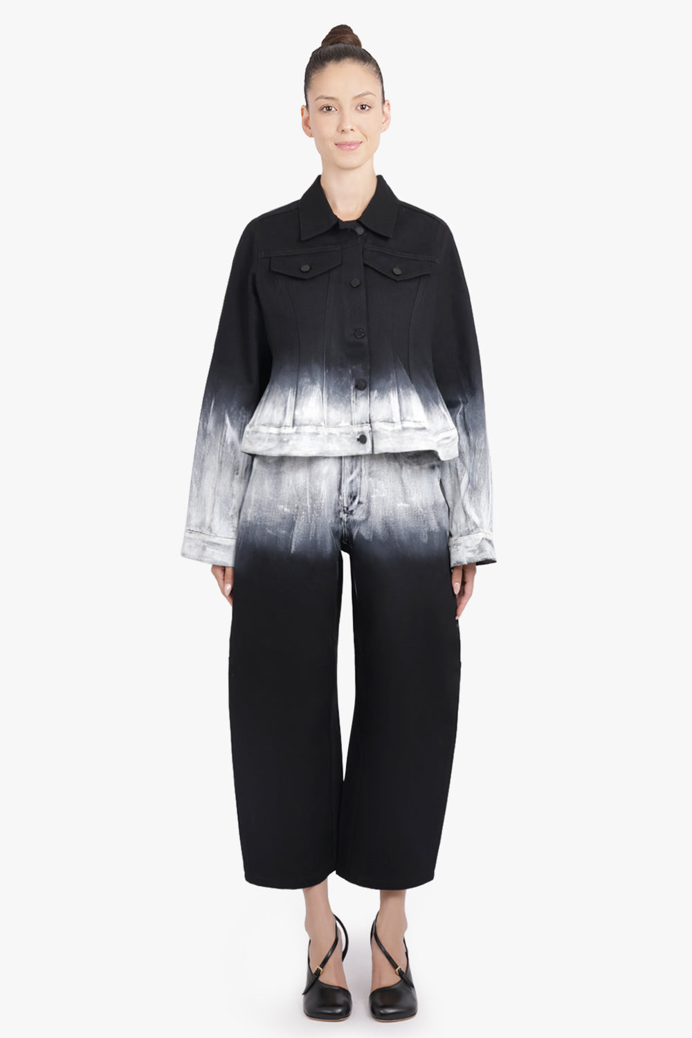 MELITTA BAUMEISTER RTW Crop Denim Balloon Leg Ombre Pant | Black/White