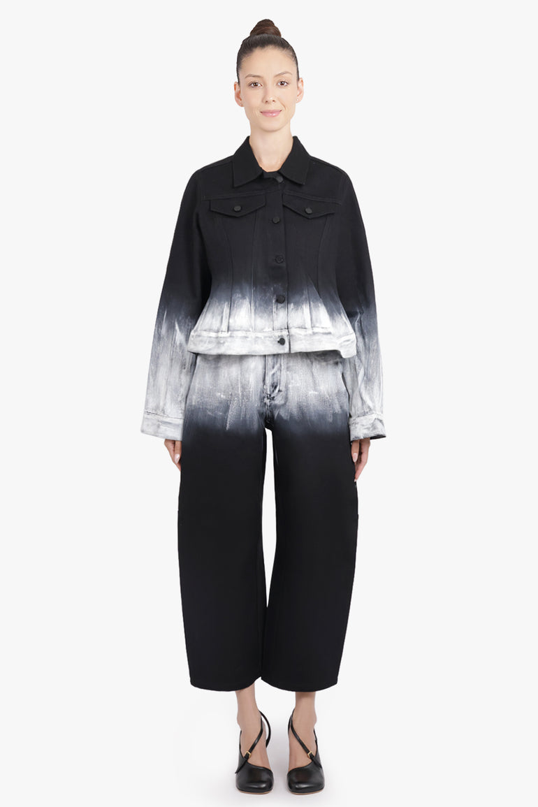 MELITTA BAUMEISTER RTW Crop Denim Balloon Leg Ombre Pant | Black/White