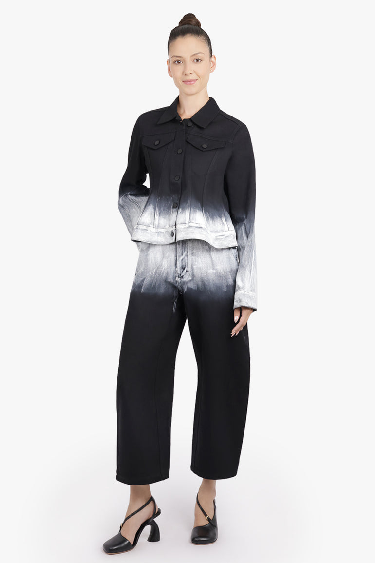 MELITTA BAUMEISTER RTW Crop Denim Balloon Leg Ombre Pant | Black/White