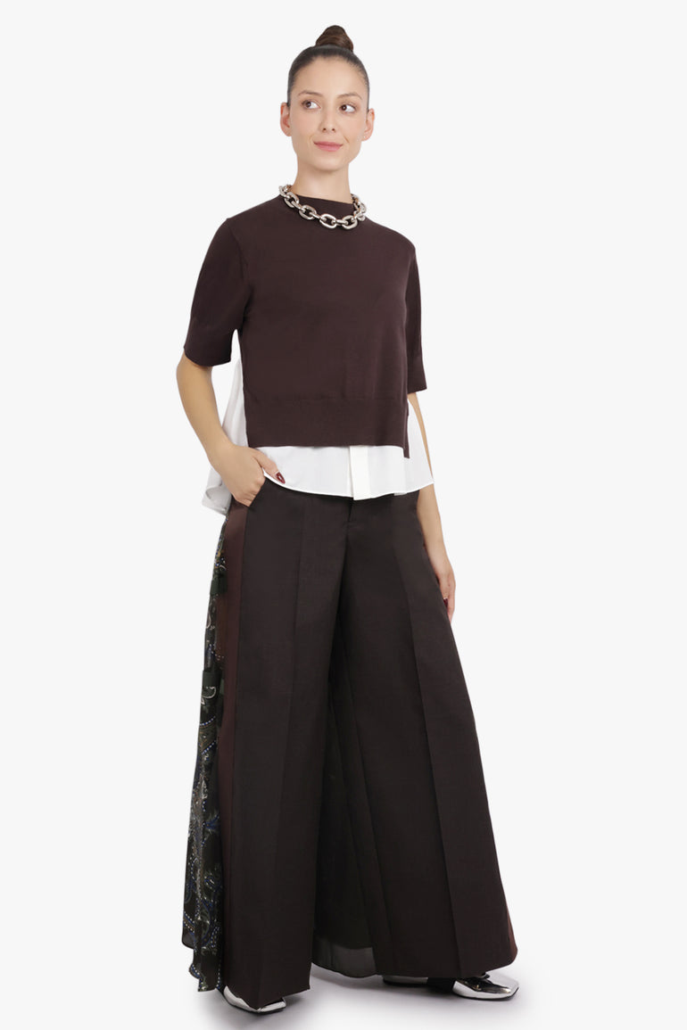 SACAI RTW Suiting X Paisley Print Wide Leg Pant | Brown/Multi