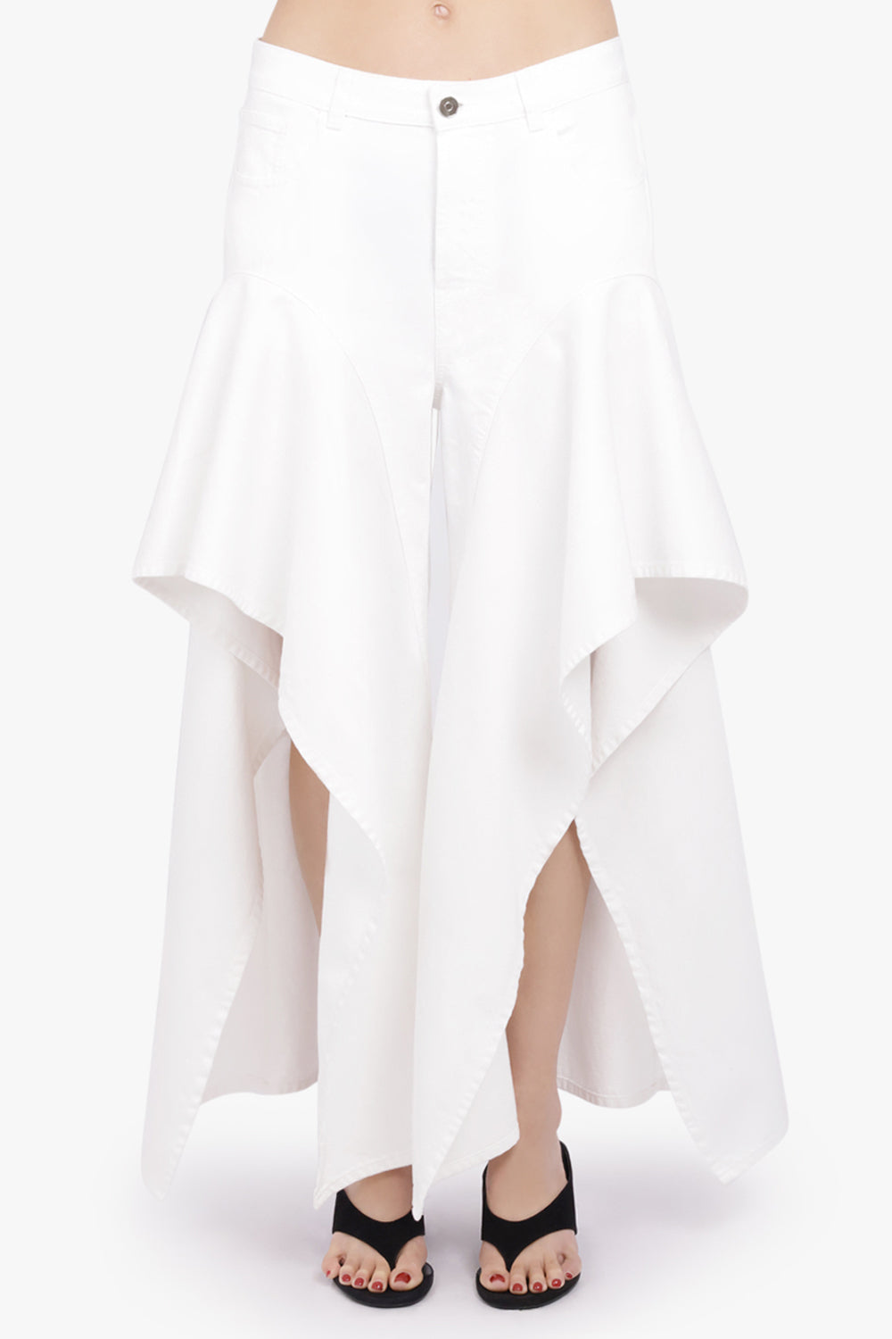 ALAIA RTW Ruffle Layer Denim Jean | White