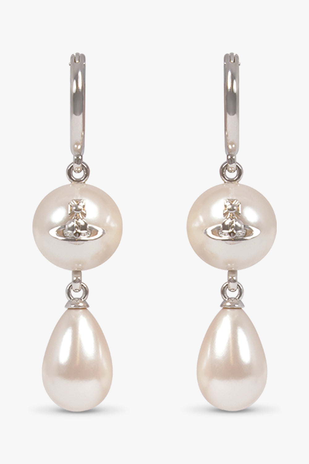 VIVIENNE WESTWOOD JEWELLERY SILVER / White/Silver Martha Orb Pearl Drop Earrings | White/Silver