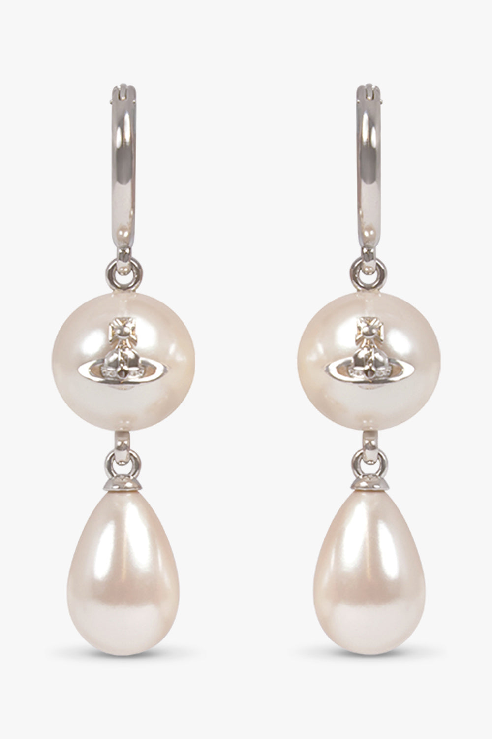 VIVIENNE WESTWOOD JEWELLERY SILVER / White/Silver Martha Orb Pearl Drop Earrings | White/Silver