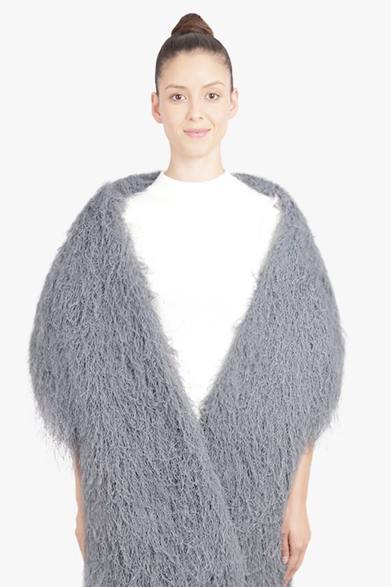 DRIES VAN NOTEN ACCESSORIES GREY / Dark Grey Fringing Wrap Around Scarf | Dark Grey