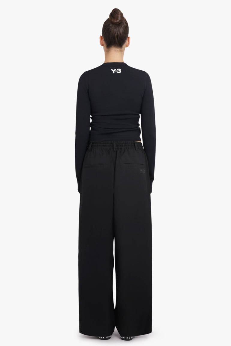 Y-3 RTW Fitted Cinch L/S Top With Stripe Detail | Black/White