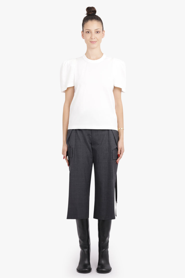 NOIR KEI NINOMIYA RTW Ruched Puff Shoulder S/S T-Shirt | White