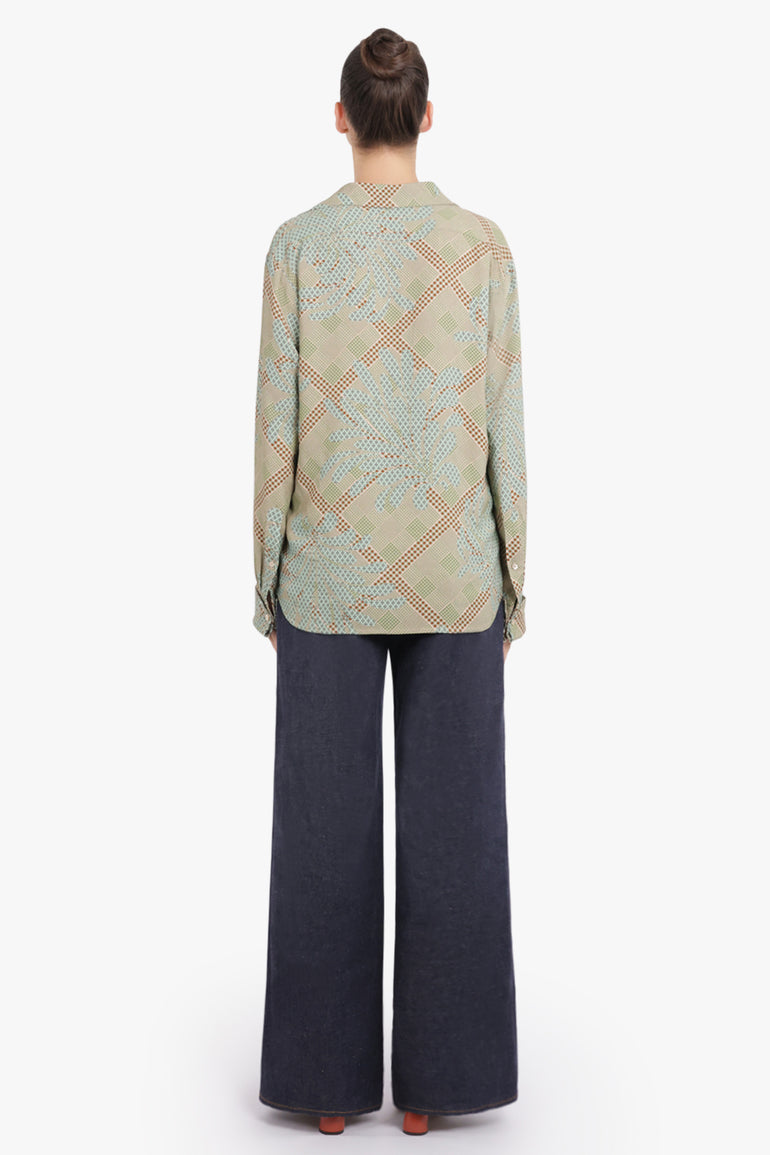 DRIES VAN NOTEN RTW Celindra Floral Motif L\S Shirt | Green/Multi
