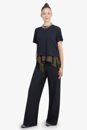 SACAI RTW Suiting Contrast Wide Leg Pant | Navy/Khaki