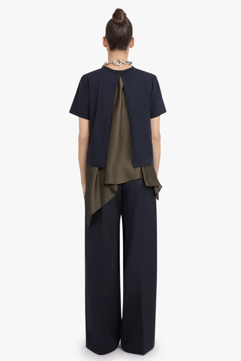 SACAI RTW Suiting Contrast Wide Leg Pant | Navy/Khaki