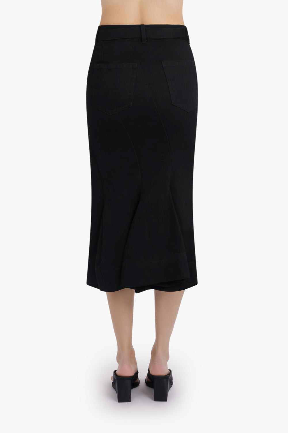 SACAI RTW Asymmetric Side Zip Midi Skirt | Black