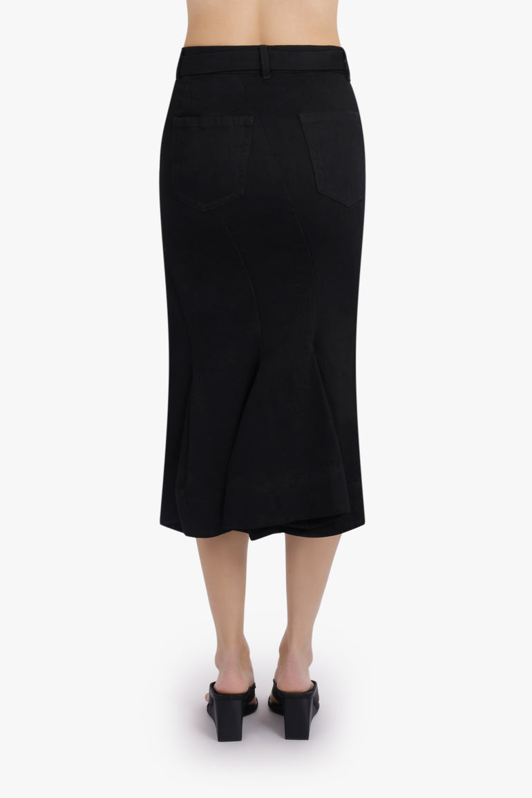 SACAI RTW Asymmetric Side Zip Midi Skirt | Black