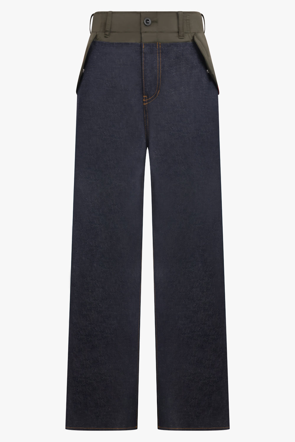 SACAI RTW Contrast Denim Wide Leg Pant | Indigo Blue/Khaki