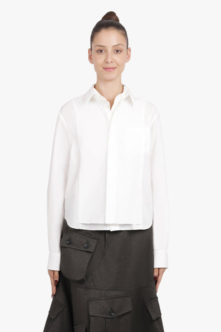 SACAI RTW Contrast L/S Layered Panel Shirt | White