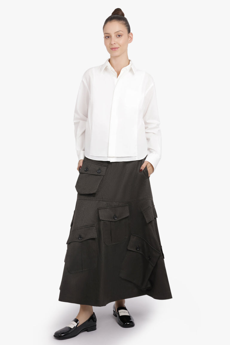 SACAI RTW Contrast L/S Layered Panel Shirt | White