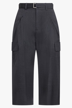 SACAI RTW Glen Check Print Relaxed Tapered Pant With Adjustable Straps | Grey/Black