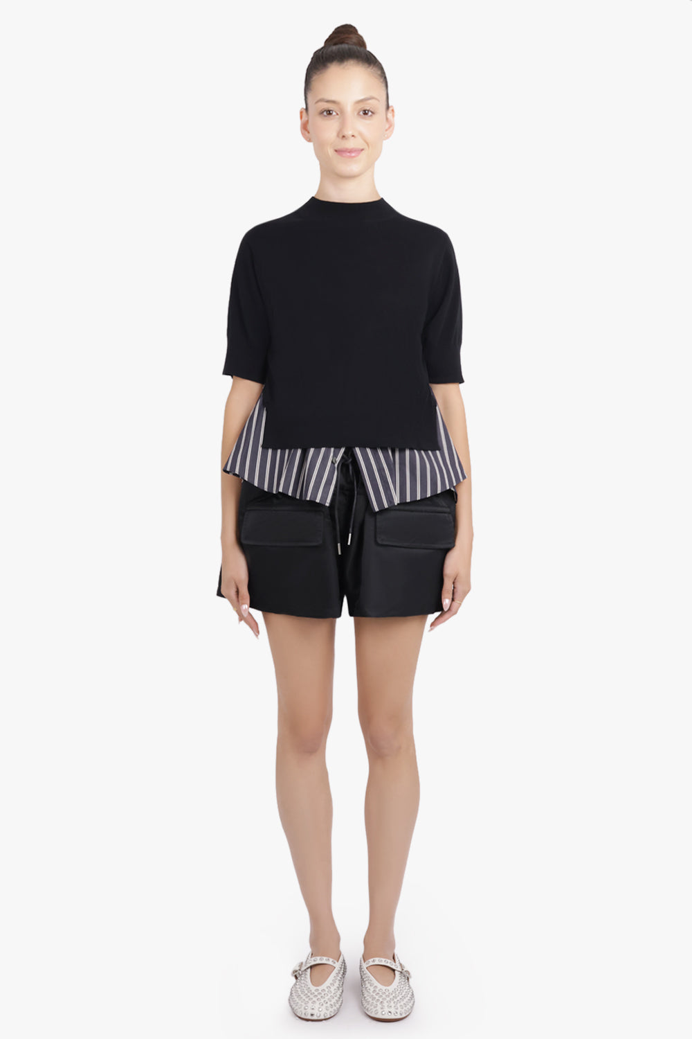 SACAI RTW Padded Panel Shorts With Pocket Detail | Black