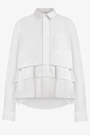 SACAI RTW Layered L/S Ruffle Shirt | Off White