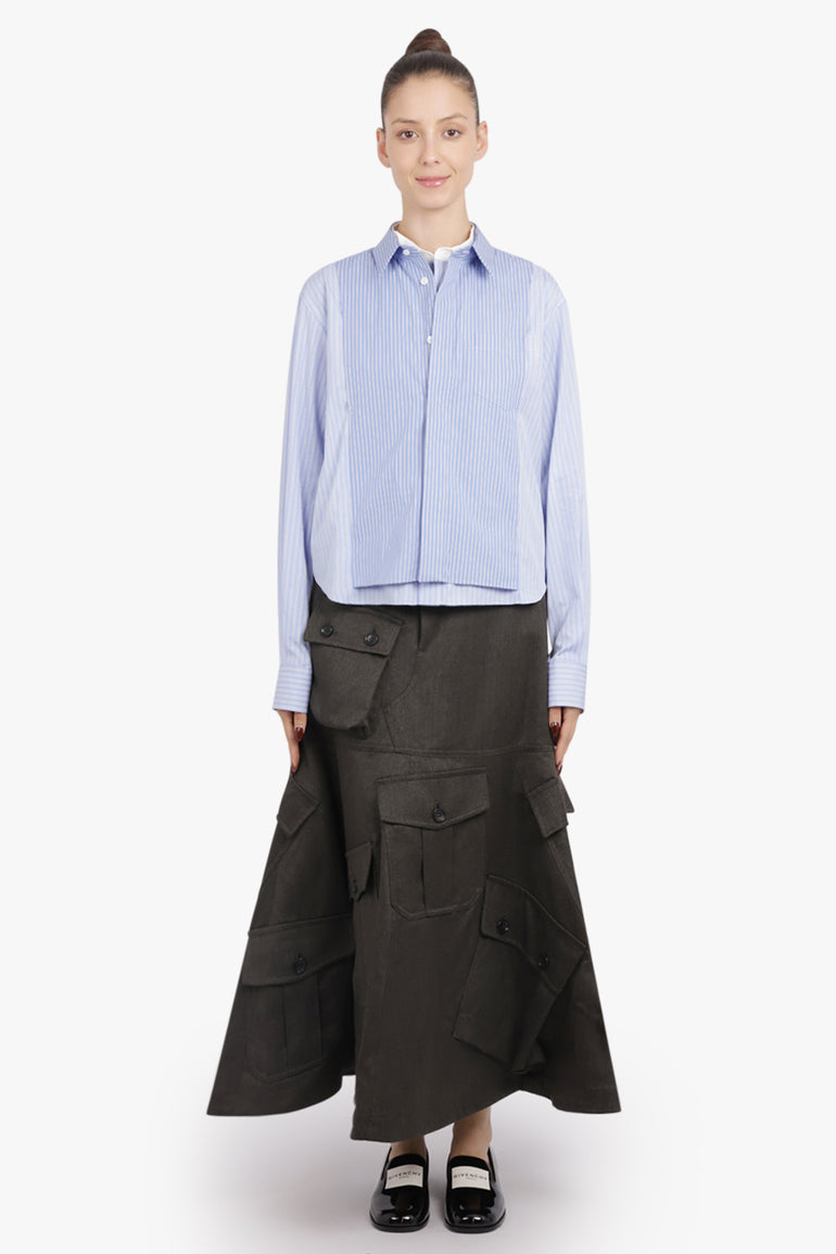 SACAI RTW Contrast Stripe L/S Layered Panel Shirt | Blue Mix