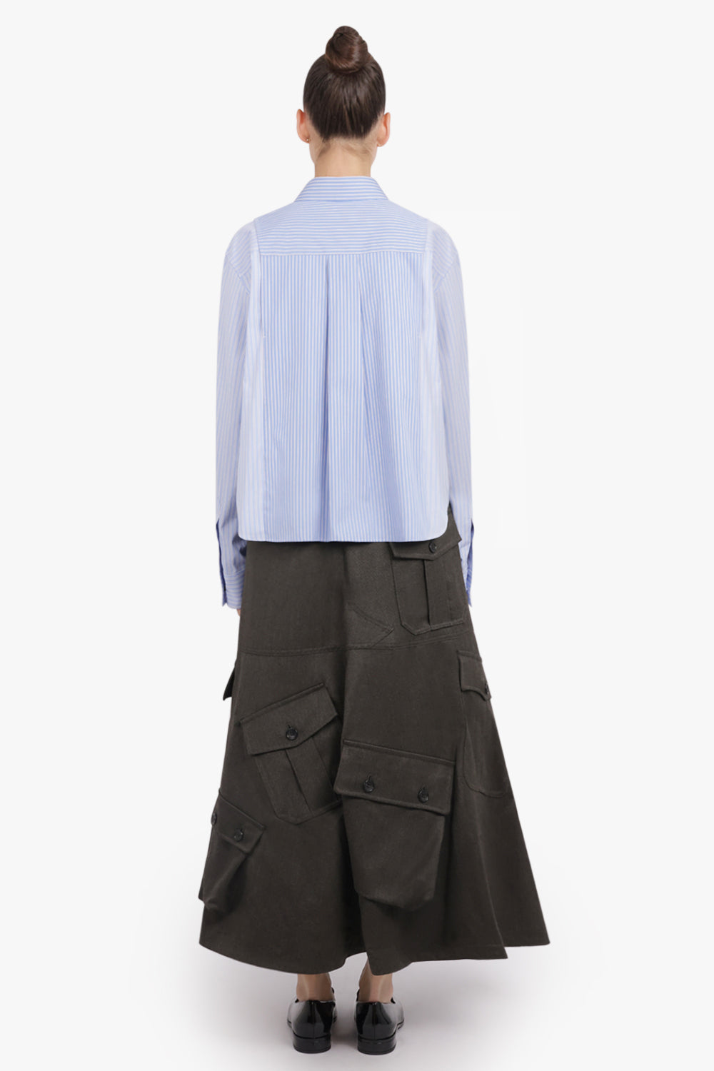 SACAI RTW Contrast Stripe L/S Layered Panel Shirt | Blue Mix