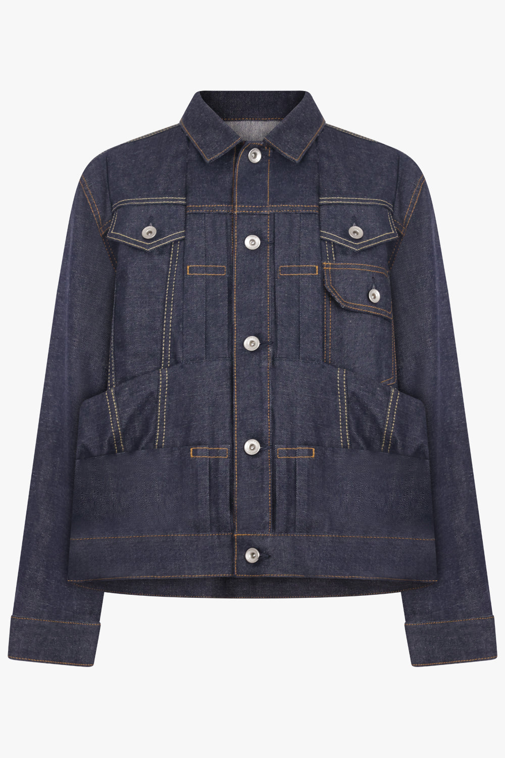 SACAI RTW Pocket Detail Peplum Denim Jacket | Indigo Blue