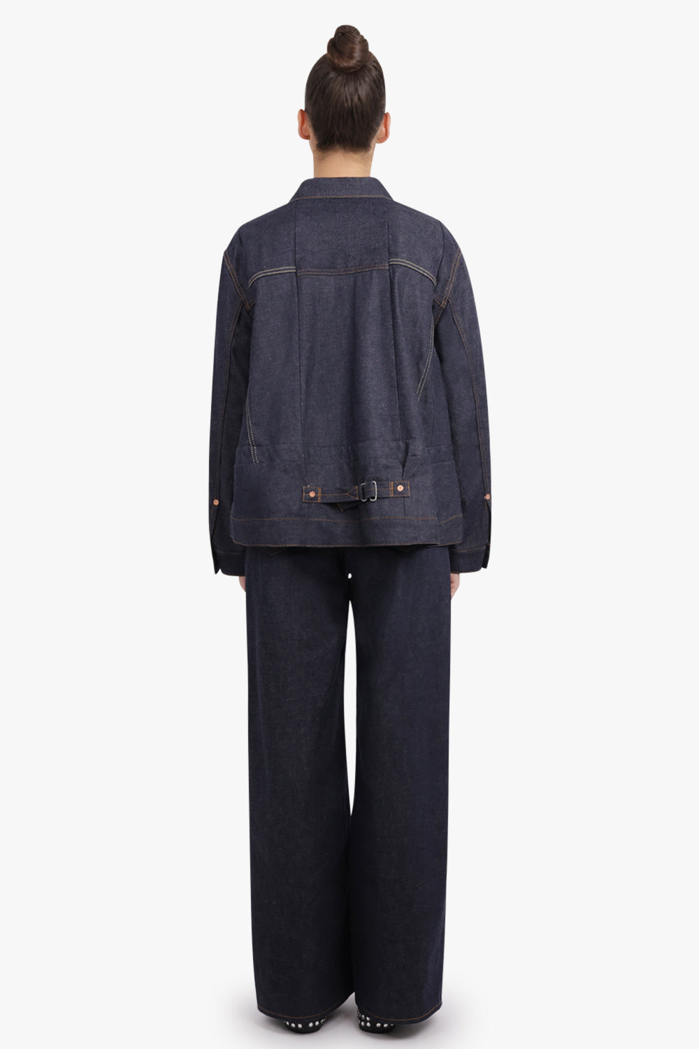 SACAI RTW Pocket Detail Peplum Denim Jacket | Indigo Blue