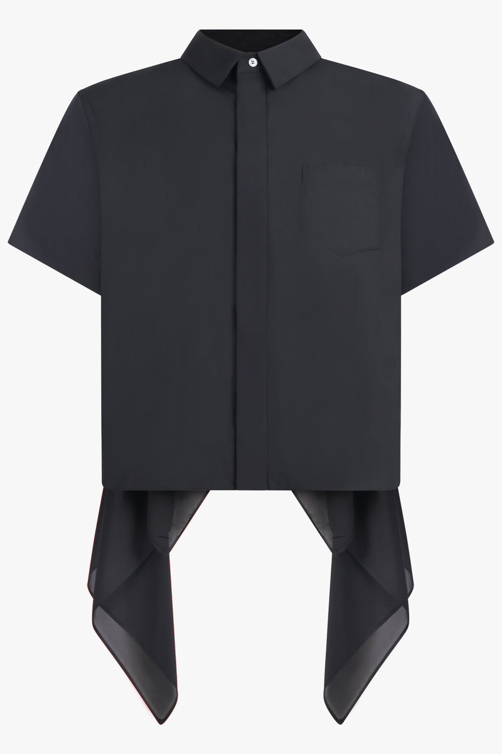 SACAI RTW S/S Shirt With Drape Panel Detail | Black