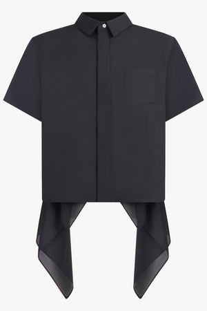 SACAI RTW S/S Shirt With Drape Panel Detail | Black