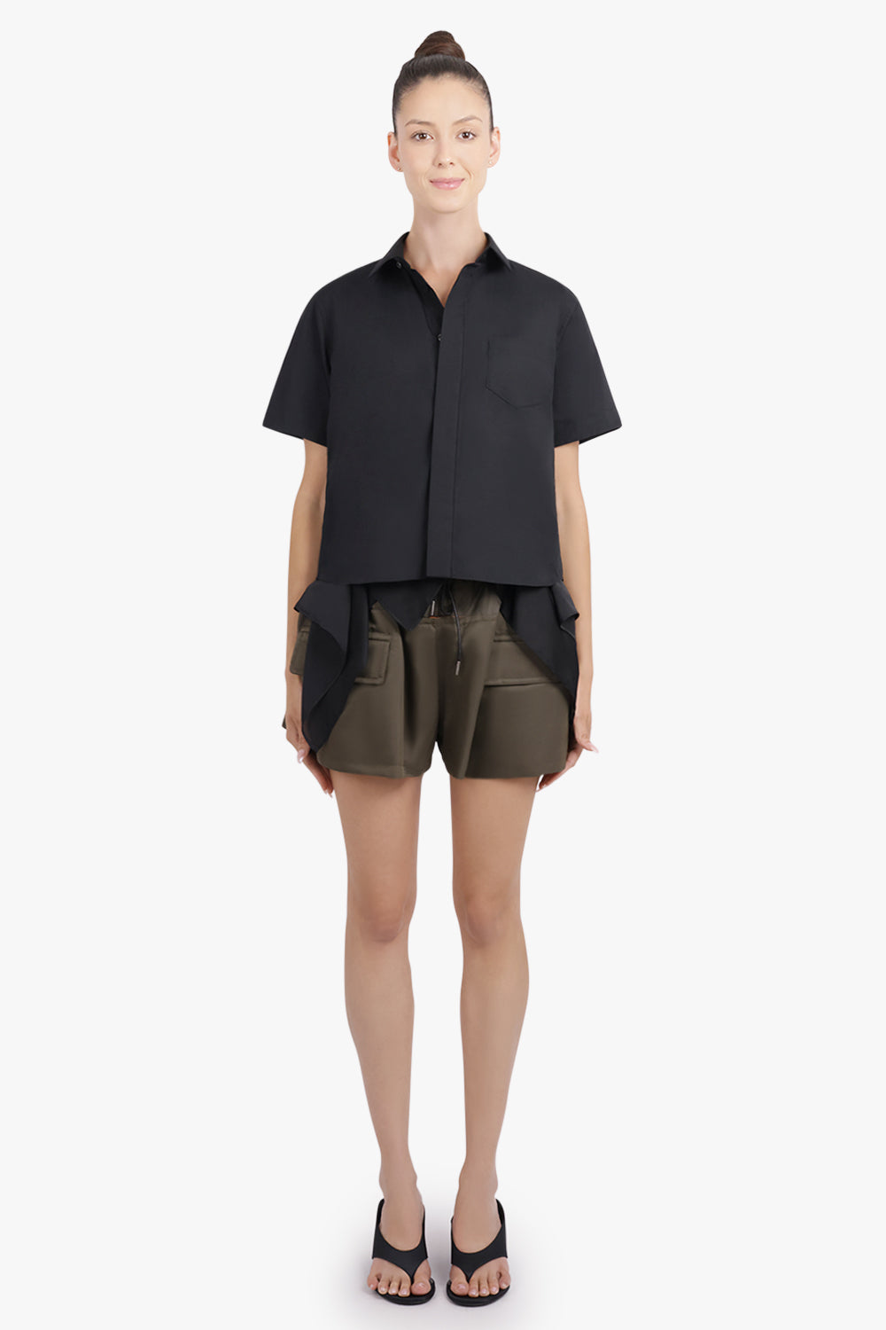 SACAI RTW Padded Panel Shorts With Pocket Detail | Khaki/Orange
