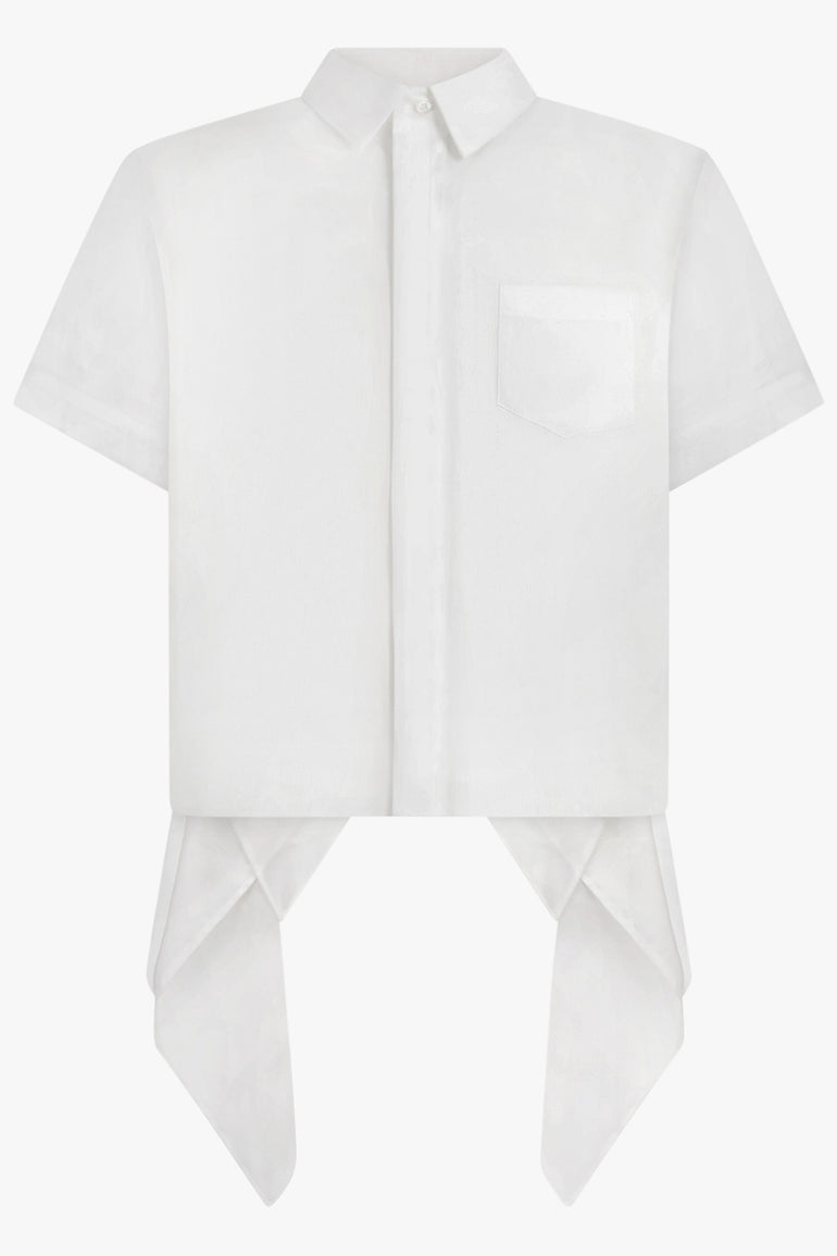 SACAI RTW S/S Shirt With Drape Panel Detail | Off White