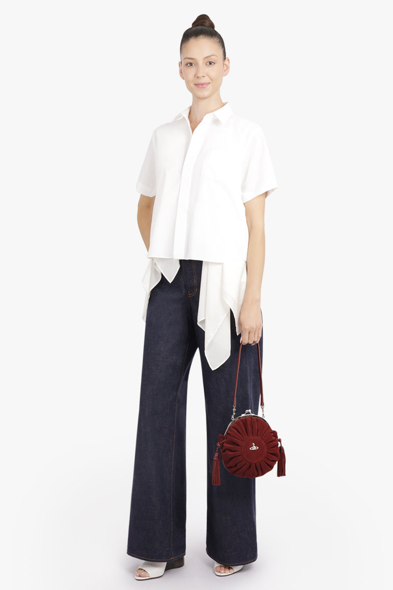 VIVIENNE WESTWOOD BAGS BURGUNDY / Burgundy Rosie Suede Frame Crossbody Bag With Tassels | Burgundy