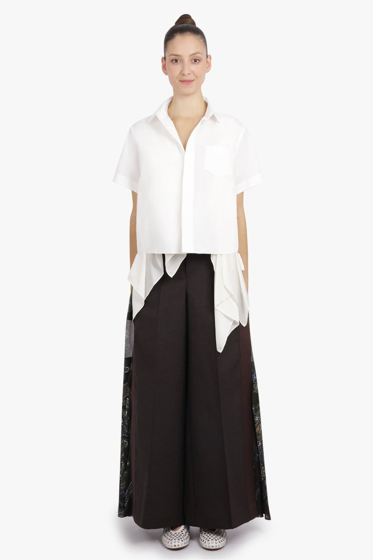 SACAI RTW S/S Shirt With Drape Panel Detail | Off White
