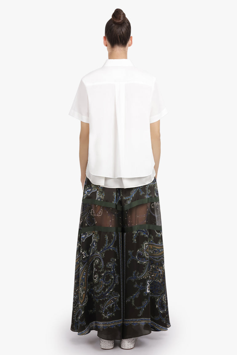 SACAI RTW S/S Shirt With Drape Panel Detail | Off White