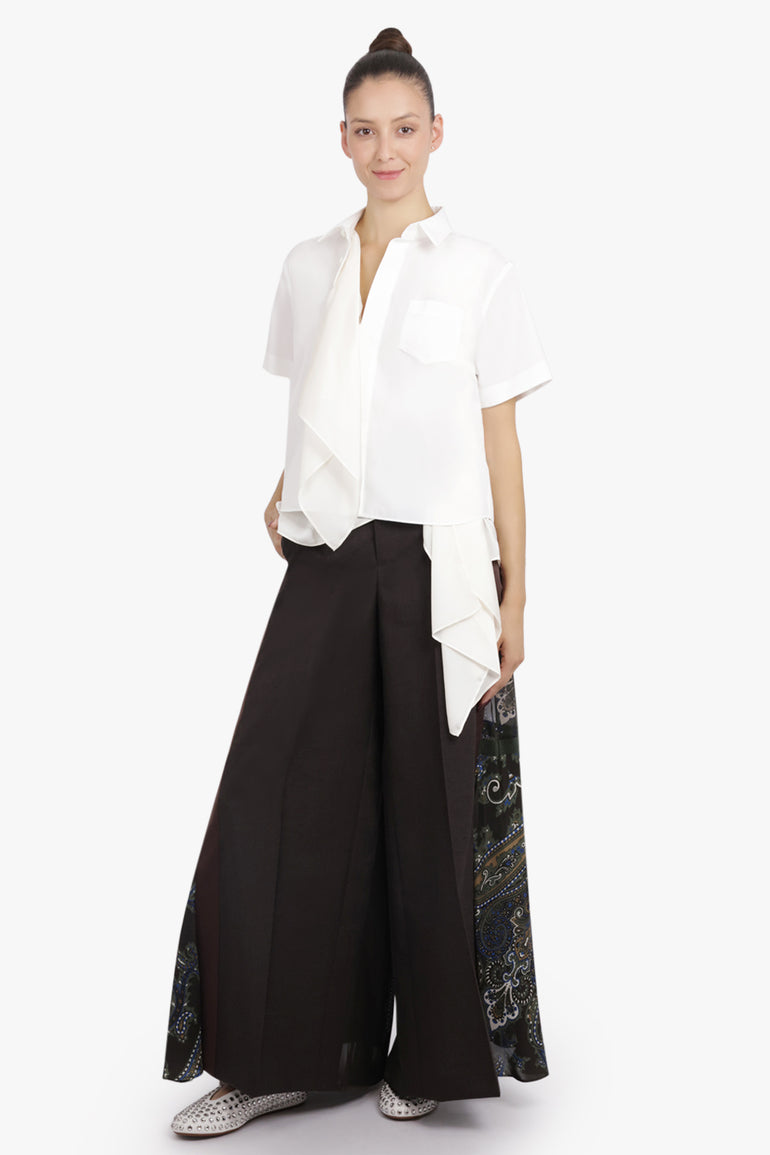 SACAI RTW S/S Shirt With Drape Panel Detail | Off White