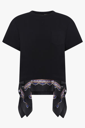 SACAI RTW S/S T-Shirt With Drape Print Panels | Black/Multi
