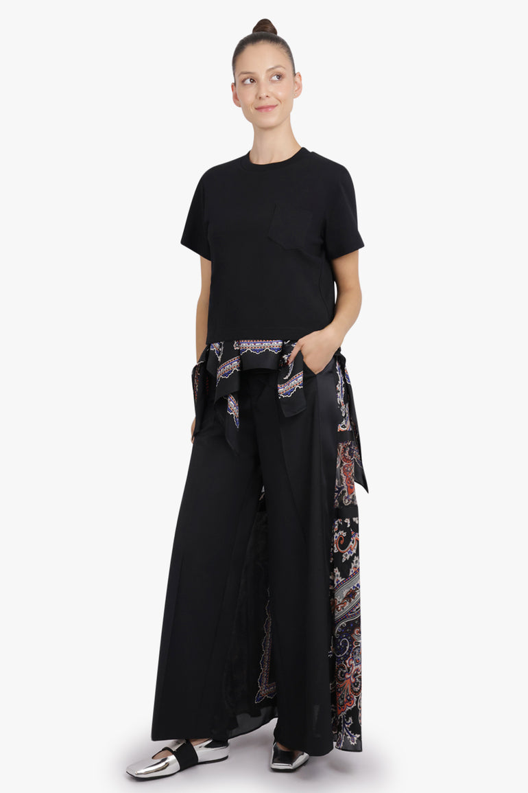 SACAI RTW Suiting X Paisley Print Wide Leg Pant | Black/Multi
