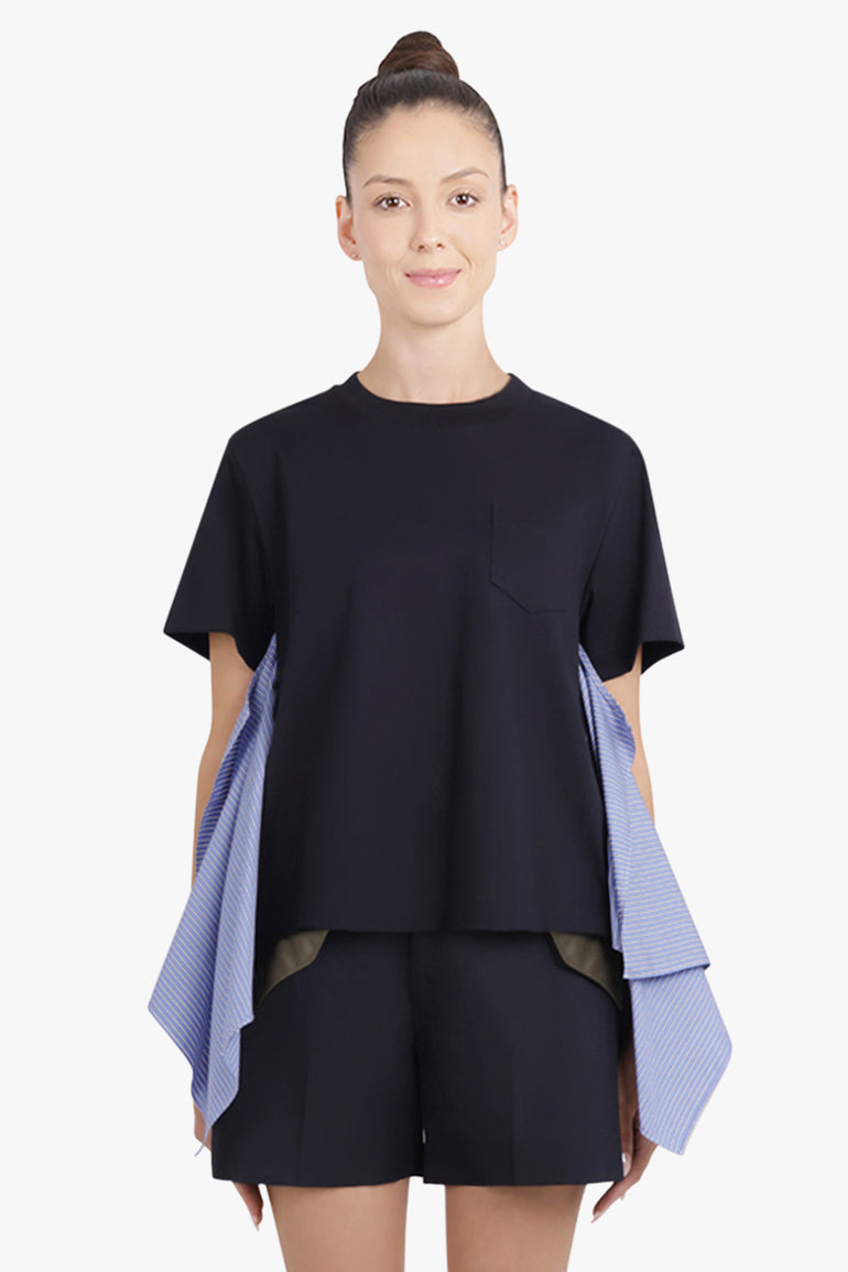SACAI RTW S/S T-Shirt With Side Shirting Panel | Navy/Blue