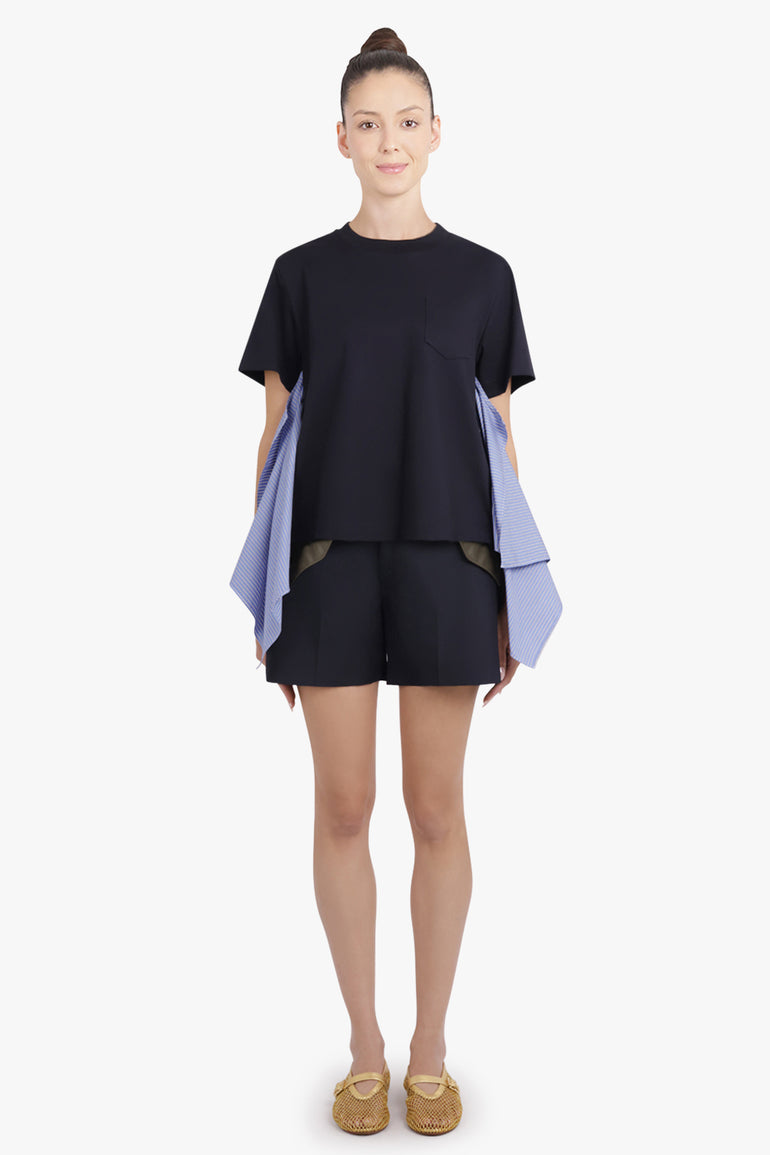 SACAI RTW S/S T-Shirt With Side Shirting Panel | Navy/Blue
